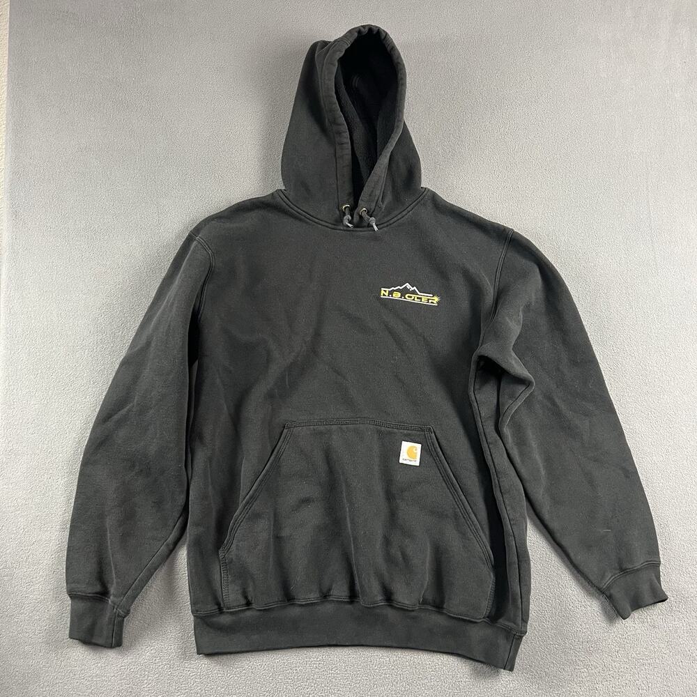 Carhartt Hoodie Mens Medium Black Original Fit Faded Pullover Workwear